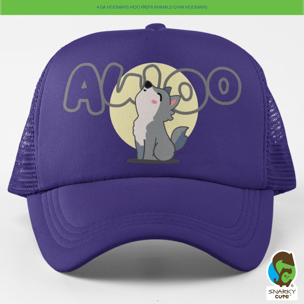 Awoo Wolf Dog Howl Foam Trucker Snapback Cap PURPLE
